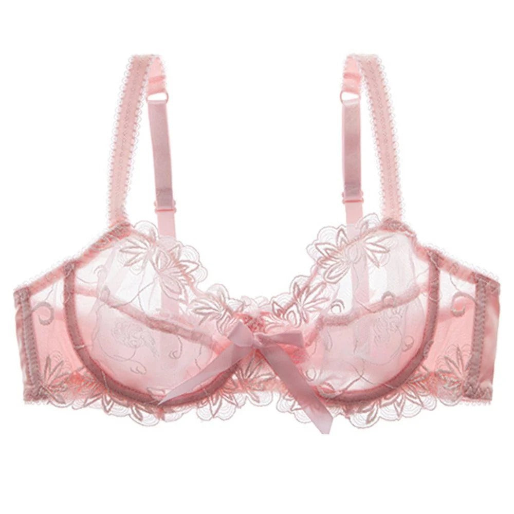 pack of 2 Sexy Bridal Bra - Underwired Pink Net Lace Non Padded Bra