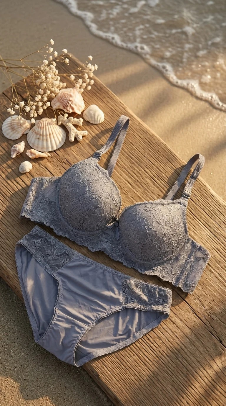 pack of 2 Grey Padded Bra Set For Women