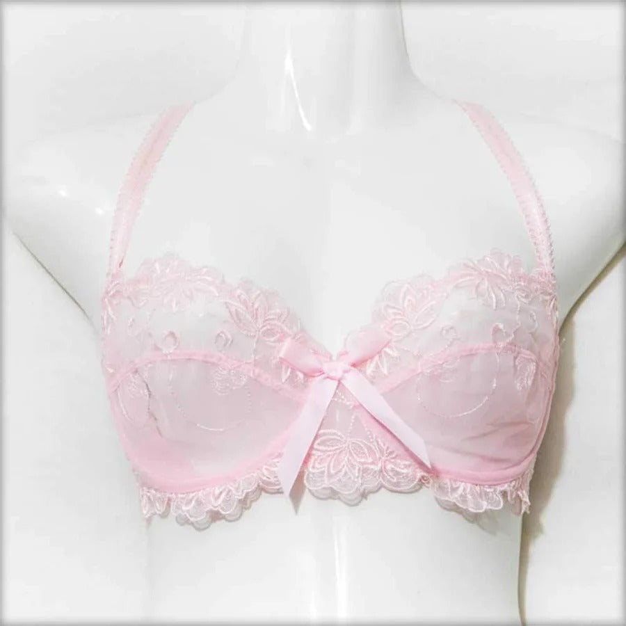 pack of 2 Sexy Bridal Bra - Underwired Pink Net Lace Non Padded Bra