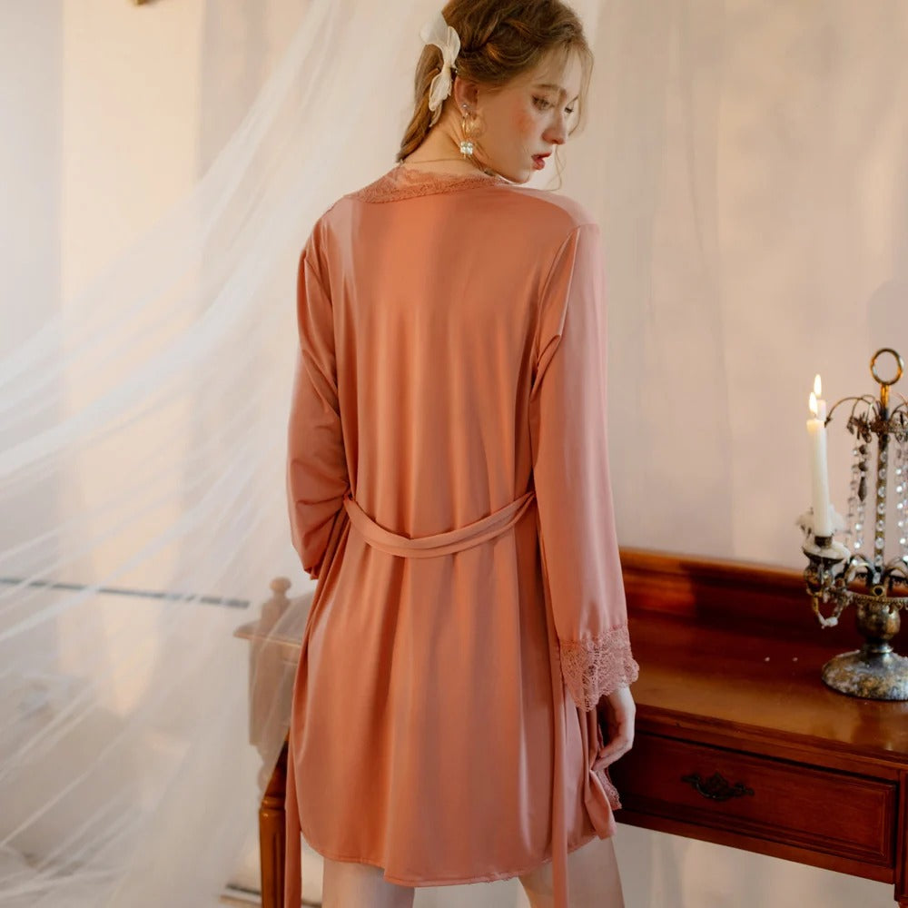 4 Piece Silk Gown Nighty